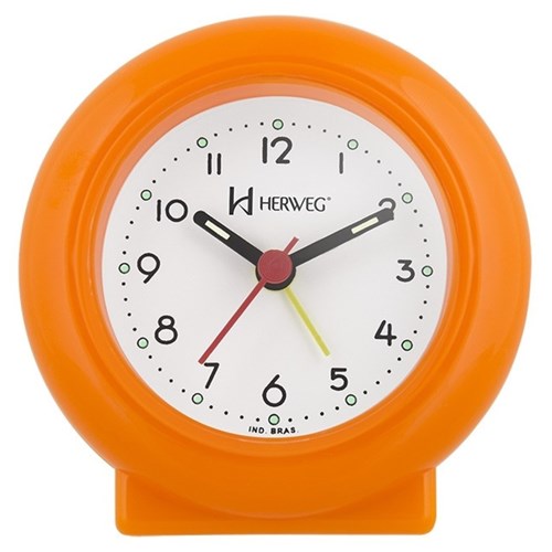 Relogio Despertador Decorativo Tradicional Mecanismo Step Laranja Pantone Herweg