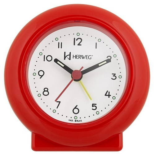 Relogio Despertador Decorativo Tradicional Mecanismo Step Vermelho Herweg