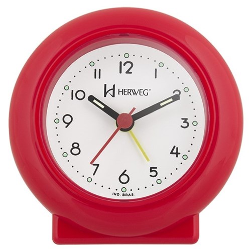 Relogio Despertador Decorativo Tradicional Mecanismo Step Vermelho Pantone Herweg