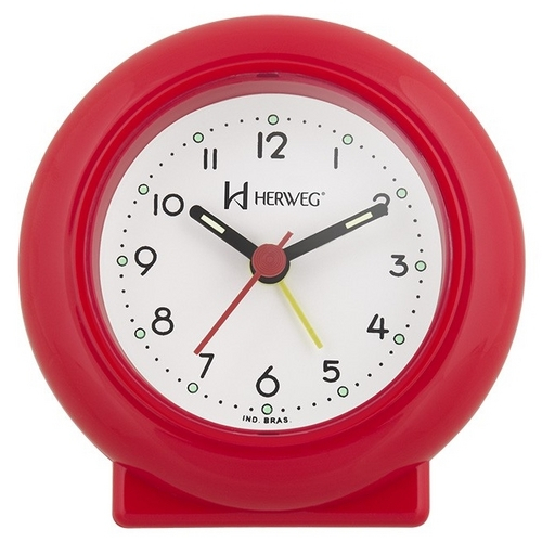 Relogio Despertador Decorativo Tradicional Mecanismo Step Vermelho Pantone Herweg