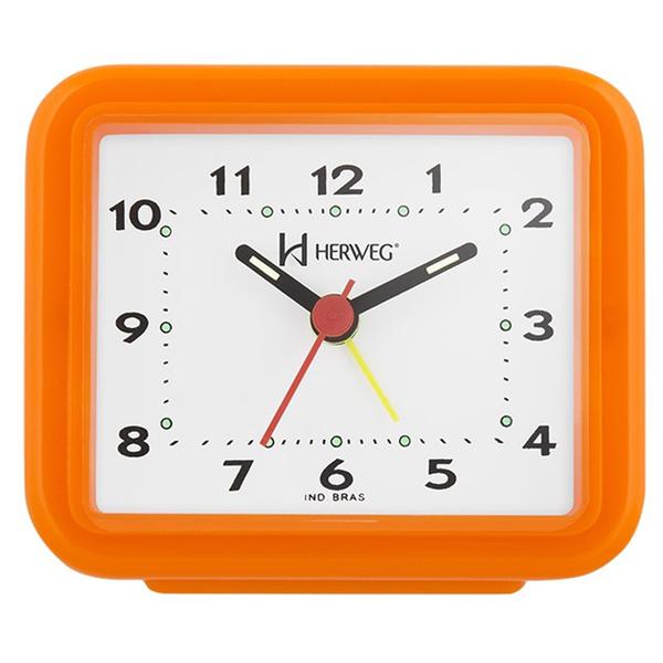 Relogio Despertador Decorativo Tradicional Retangular Mecanismo Step Laranja Pantone Herweg