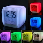 Relogio Despertador Digital Cubo Led 7 Cores Colorido