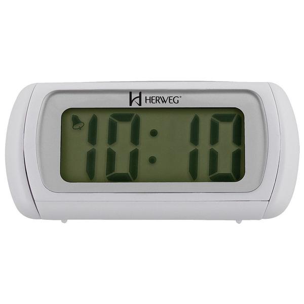 Relógio Despertador Digital Herweg 2916-021 Branco Luz Azul