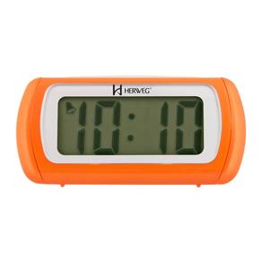 Relógio Despertador Digital Laranja Luz Led Herweg