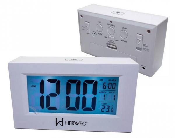 Relogio Despertador Digital Luz Temperatura Herweg 2972 021 Branco