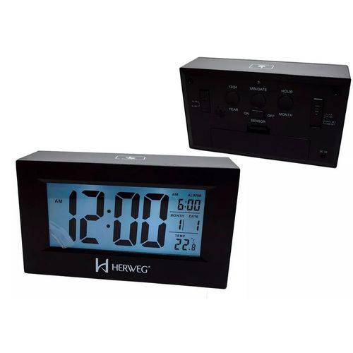 Relogio Despertador Digital Luz Temperatura Herweg 2972 034 Preto