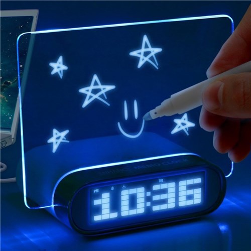 Relógio Despertador e Hub Usb Painel Neon