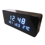 Relógio, Despertador e Sensor de Temperatura em MDF com Led Branco e Corpo Preto - LMS-R1501BP