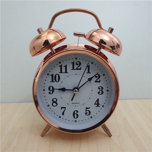 Relógio Despertador em Metal Rose Gold 17 Cm