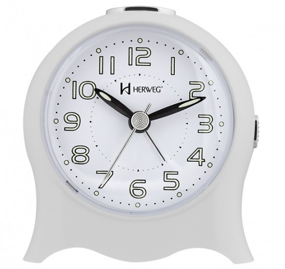 Relógio Despertador Herweg 2572 021 Quartz Fantasminha Branco