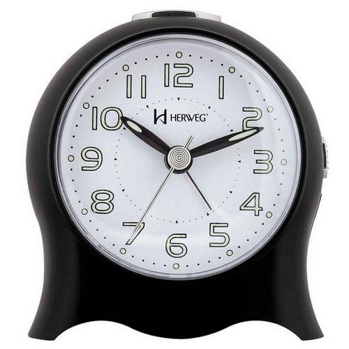 Relógio Despertador Herweg 2572 021 Quartz Fantasminha Preto