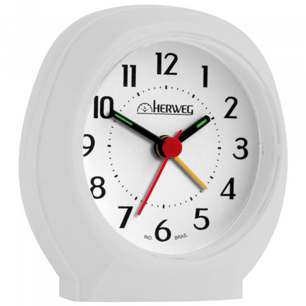 Relógio Despertador Herweg Quartz 2634-129 Branco Platina