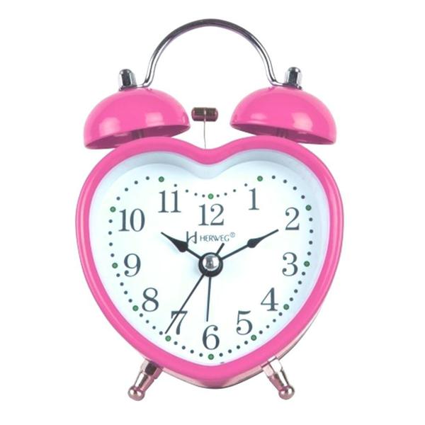 Relógio Despertador Herweg Quartz 2708 036 Coração Rosa a Pilha