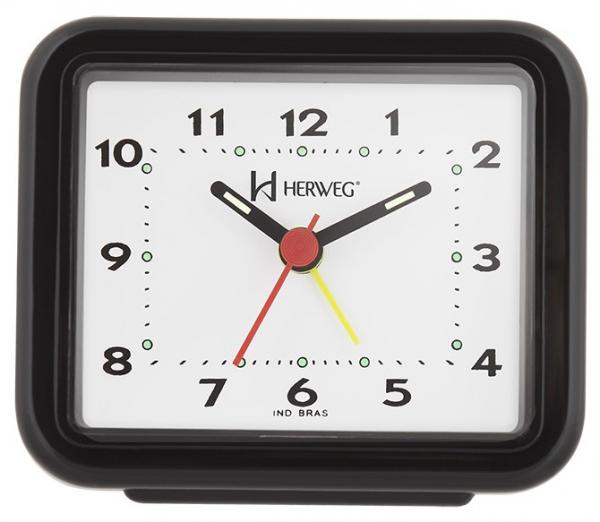 Relógio Despertador Herweg Quartz Preto 2612-034 Alarme Alto - Hewerg