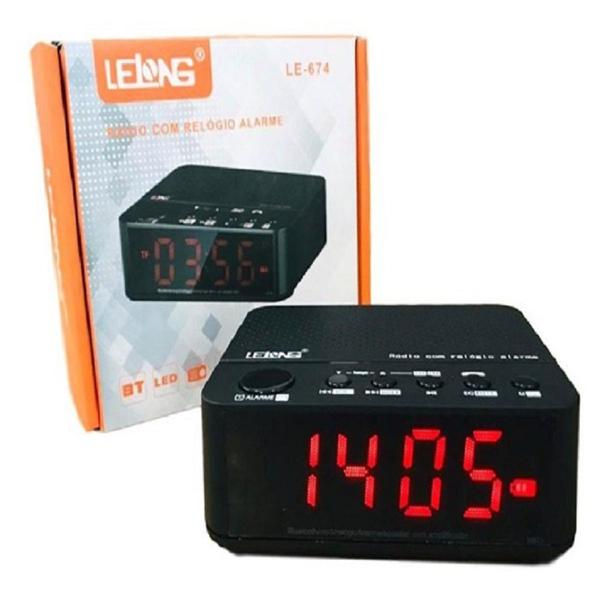 Relógio Despertador Lelong Digital Elétrico Bluetooth Mesa Radio Am Fm