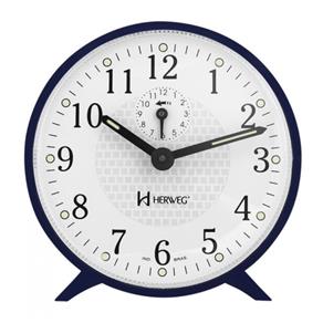 Relógio Despertador Mecânico Clássico Herweg Azul Escuro 2220-11