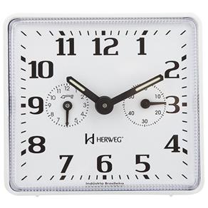Relógio Despertador Mecânico Tradicional Herweg Branco 2245-21