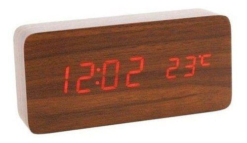 Relógio Despertador Mesa Digital Madeira com Sound Control - Sto01