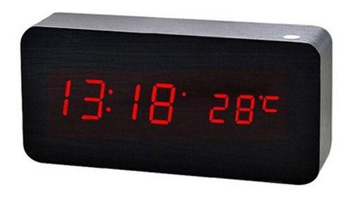 Relógio Despertador Mesa Digital Madeira com Sound Control - Sto01