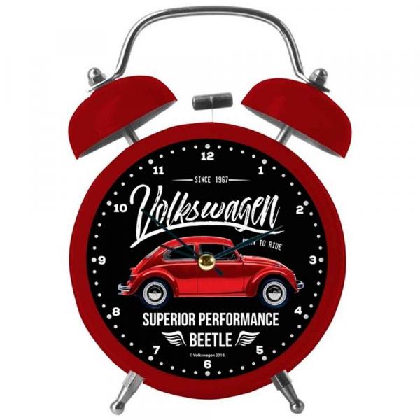 Relógio Despertador Metal Volkswagen Fusca Vermelho - Versare Anos Dourados