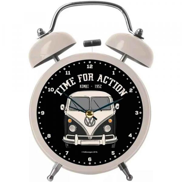 Relógio Despertador Metal Volkswagen Kombi Branco - Versare Anos Dourados