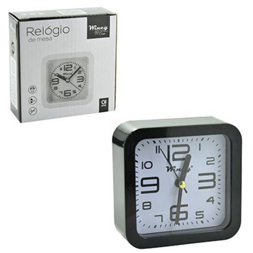 Relógio Despertador Quadrado Blackwhite 9.5 Cm