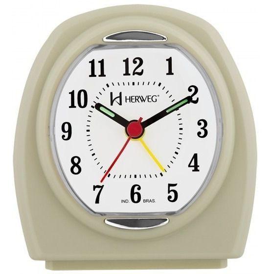 Relógio Despertador Quartz Decorativo Marfim Herweg 2633-32