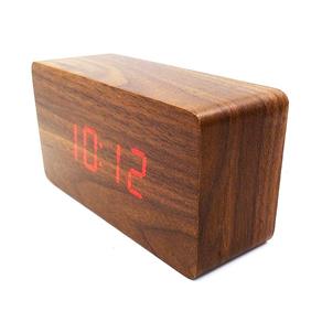 Relógio Despertador Termômetro Madeira LED Acionado por Som ou Palmas