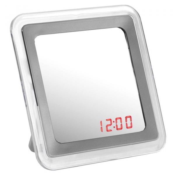 Relógio Despertador Urban com Espelho Quadrado Prata - Cod. - R+