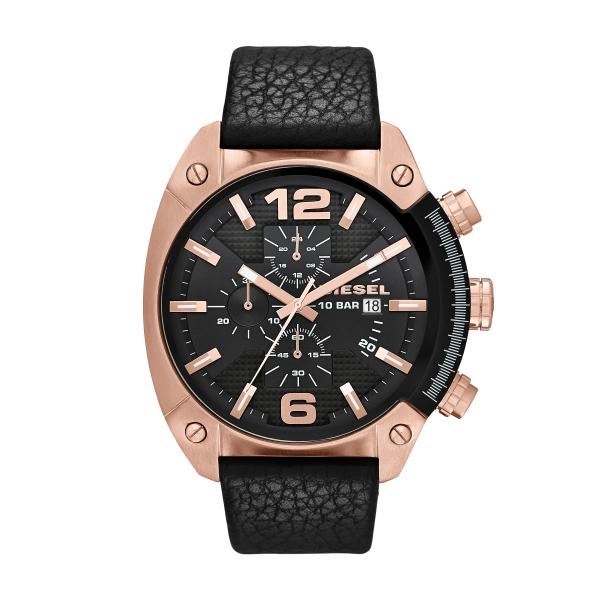 Relógio Diesel Masculino Dz42972p Pulseira Couro Fundo Preto