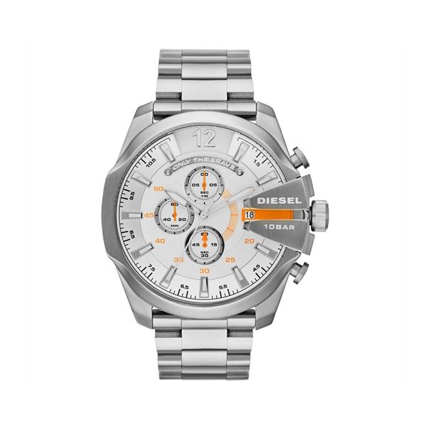 Relógio Diesel Mega Chief DZ4328 Dial Branco Laranja