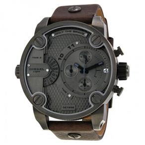 Relógio Diesel Only The Brave com Cronógrafo Dual Time Zone Dial Brown Couro Relógio Masculino