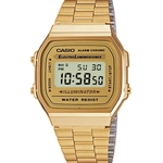 Relogio digital A168wg resistente a agua dourado retrô vintage unissex