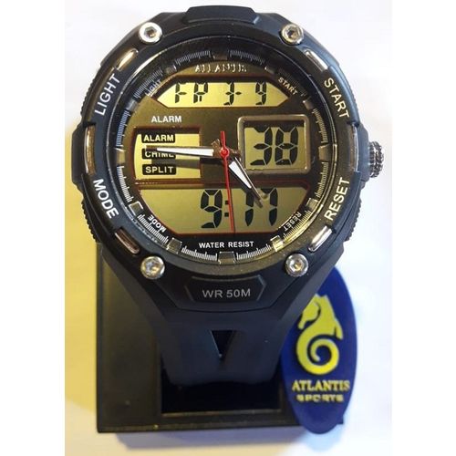 Relógio Digital Atlantis G7414 Preto Masculino Pulseira Borracha Preto
