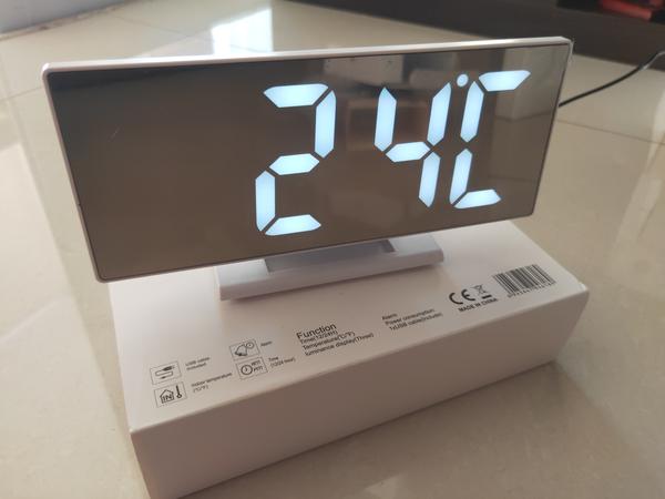 Relógio Digital de Led Mesa Espelho Calendário Temperatura Desperdator Usb - Xt