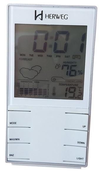 Relogio Digital Despertador com Medidor de Temperatura e Umidade Herweg Funcao Maxima e Minima e Ter