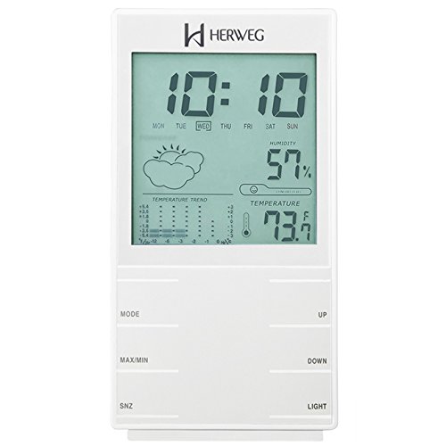 Relogio Digital Despertador com Medidor de Temperatura e Umidade Herweg Funcao Maxima e Minima e Ter