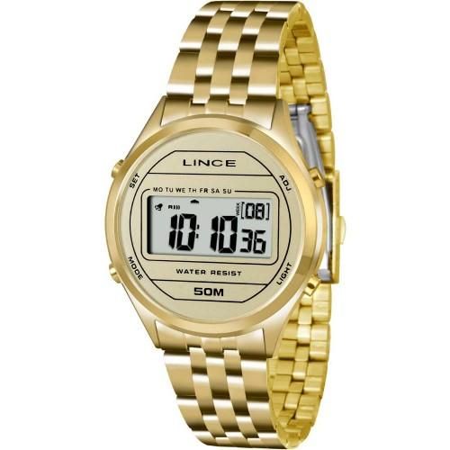 Relógio Digital Dourado Lince SDPH020L BXKX