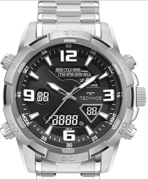 Relogio Digital e Analogico Masculino Technos Grande Inox Esportivo W23305AA/1P