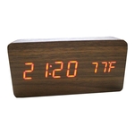 Relógio Digital Em Madeira 14,5 X 7 X 4 Cm Hora Temperatura