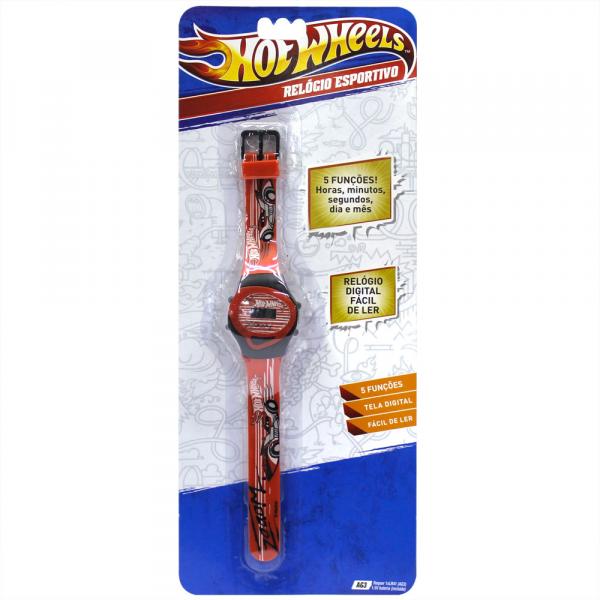 Relógio Digital Esportivo - Hot Wheels Vermelho - Monte Libano - Monte Líbano