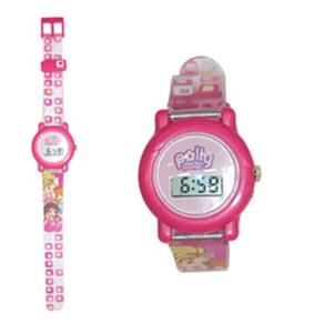 Relógio Digital - Infantil Polly Pocket - Transparente com Detalhes Rosa - Monte Libano