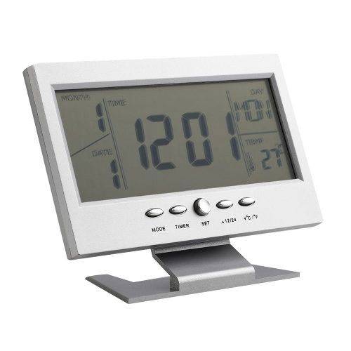 Relógio Digital LCD Data Hora Alarme Temperatura LED