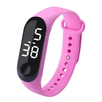 Relógio Digital LED Luxo Touch Screen Silicone Strap Relógio De Pulso Rosa Vermelha