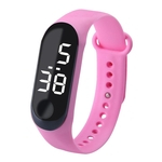 Relógio Digital LED Luxo Touch Screen Silicone Strap Relógio De Pulso Rosa