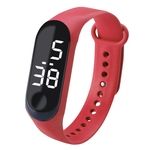 Relógio Digital LED Luxo Touch Screen Silicone Strap Relógio De Pulso Vermelho