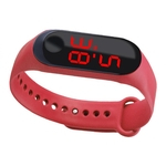 Relógio digital LED Touch Screen Silicone Smart Wristwatch Bracelet Red