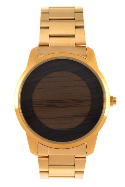 Relógio Digital Masculino Chilli Beans Metal Wood Dourado