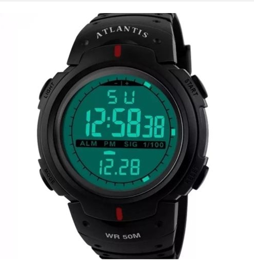 Relógio Digital Masculino Esportivo Prova Dágua Atlantis