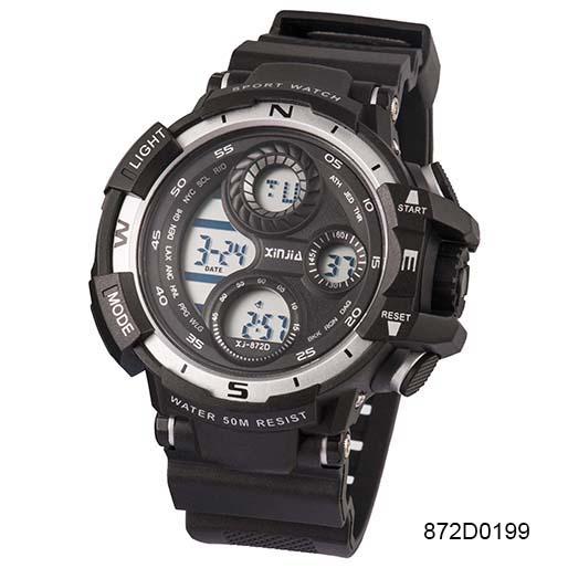 Relogio Digital Masculino Prova Dagua Xinjia Militar 872d Prata